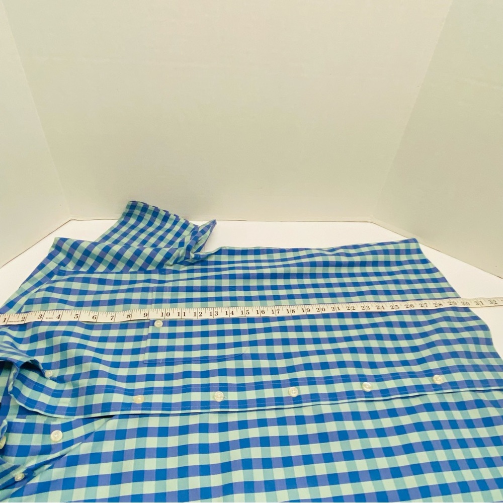 Orvis Short Sleeve Button Down Blue Green Plaid Size L Active Fit Pocket Casual - Picture 9 of 12